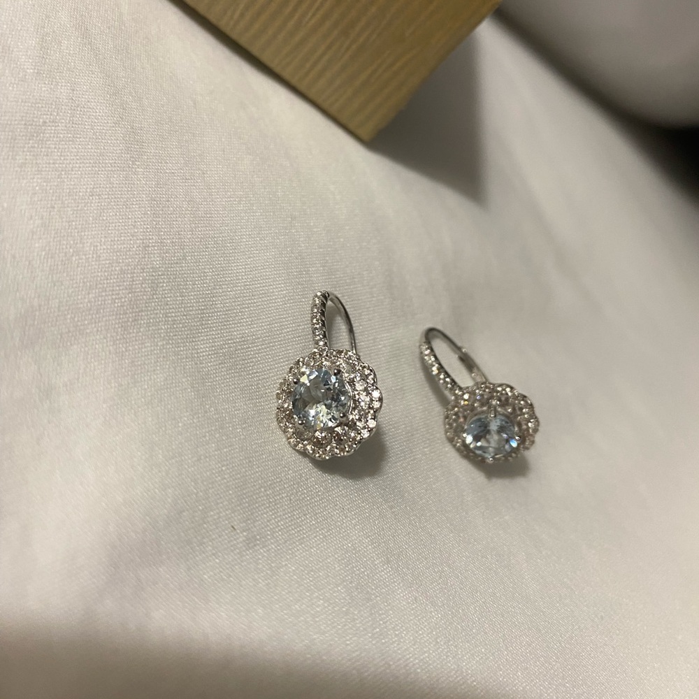 JTV Blue Aquamarine Sterling silver Earrings